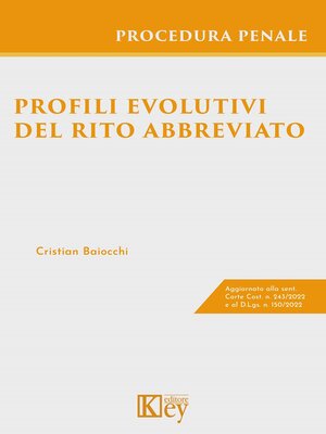 cover image of Profili evolutivi del rito abbreviato